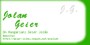 jolan geier business card
